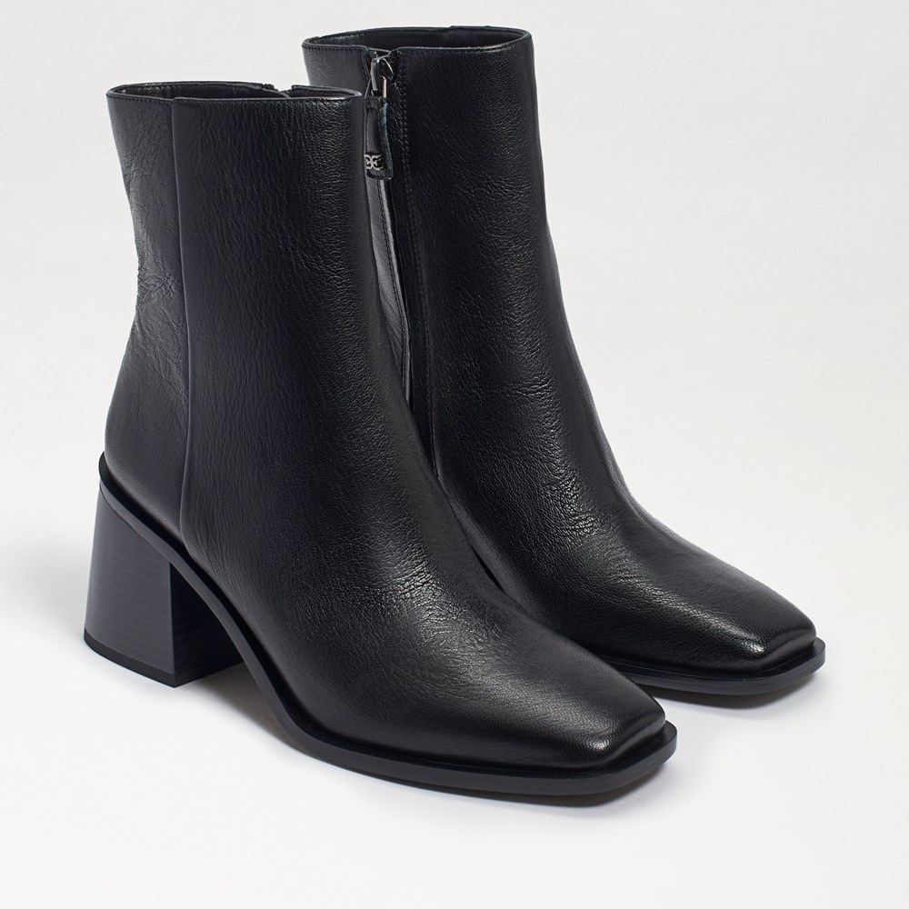 Sam Edelman Winnie Block Heel Booties in Black Leather, Size 11 New in Box $180